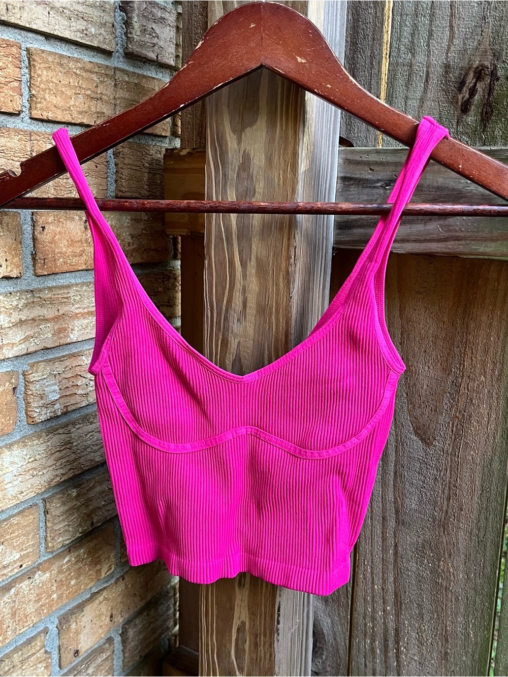 Free People Hot Pink Ribbed Tank Top